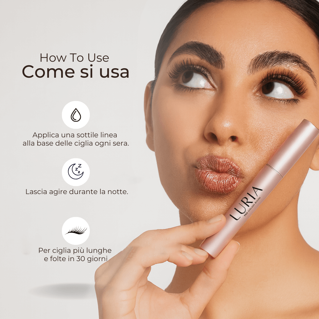 Come si usa il siero ciglia LURIA: applicare una linea sottile alla base delle ciglia ogni sera