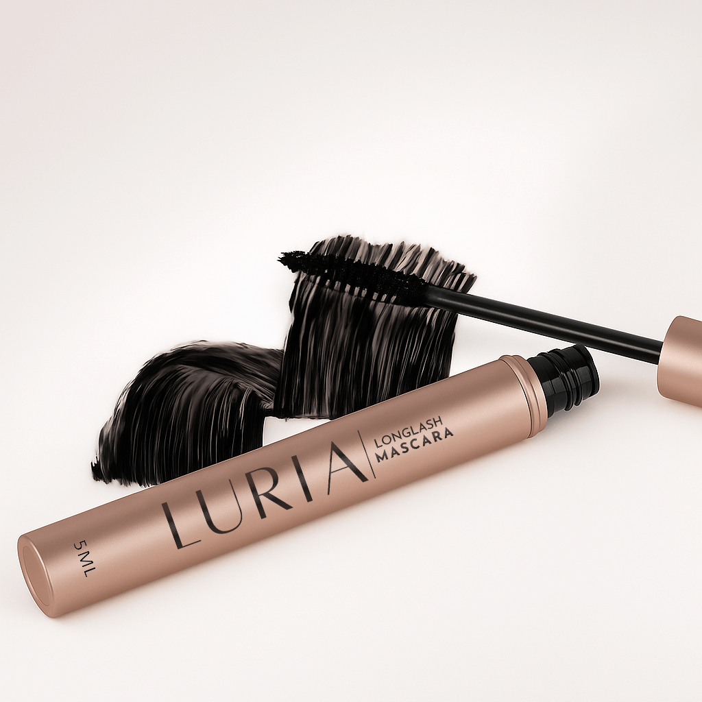 Texture nera e scovolino del Luria Longlash Crescita Mascara per allungare e volumizzare le ciglia