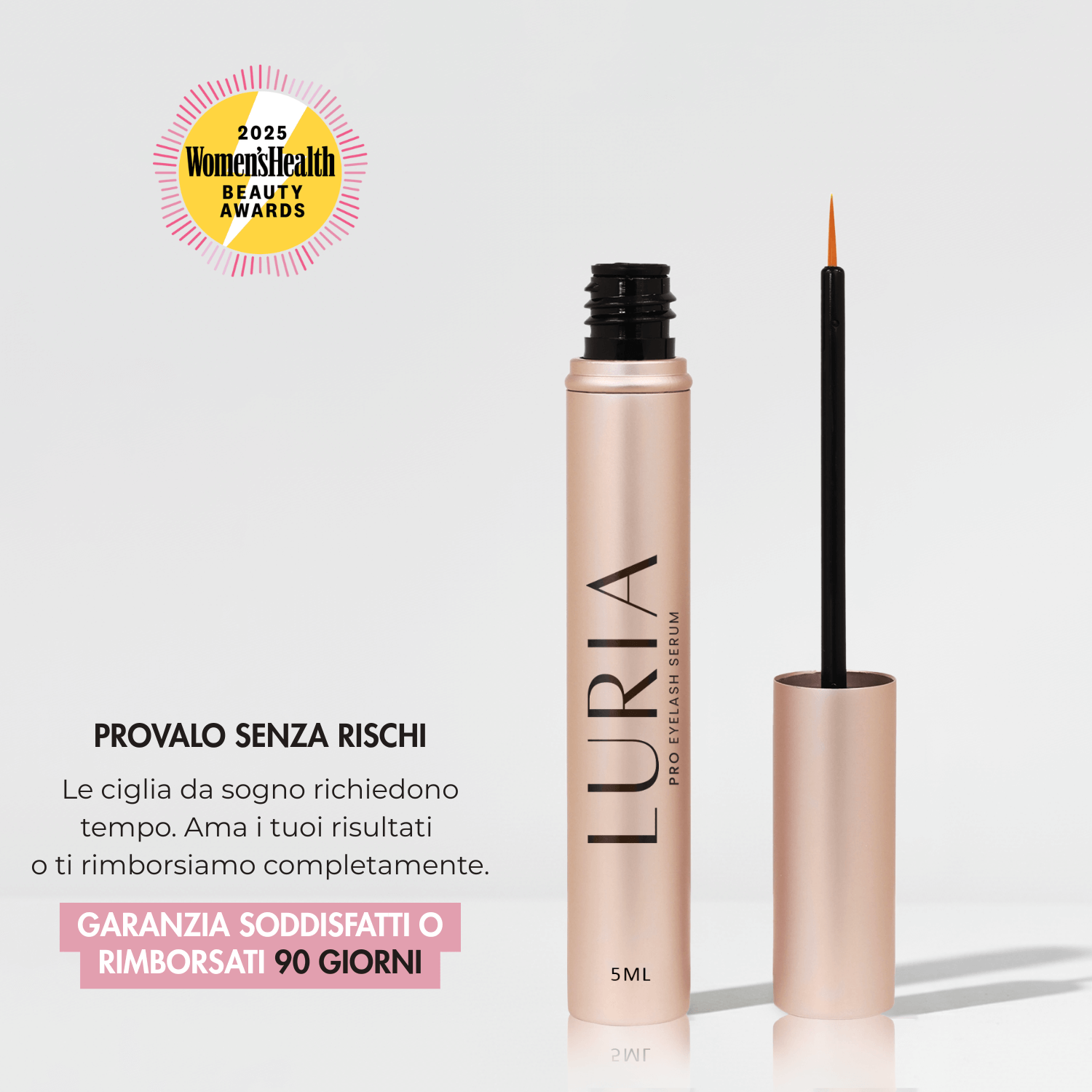 Siero ciglia LURIA con garanzia soddisfatti o rimborsati 90 giorni, senza rischi